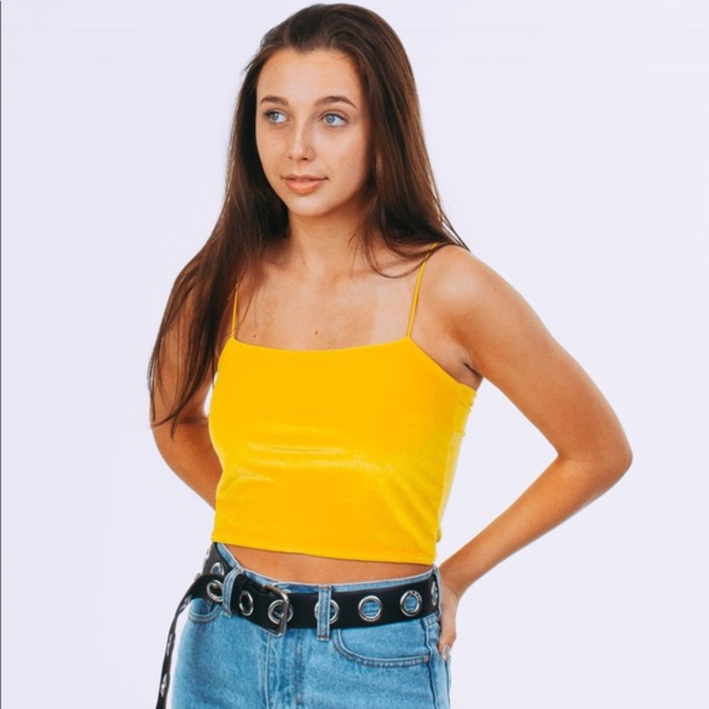 Emma Chamberlain High Key Yellow Velvet Tank Top